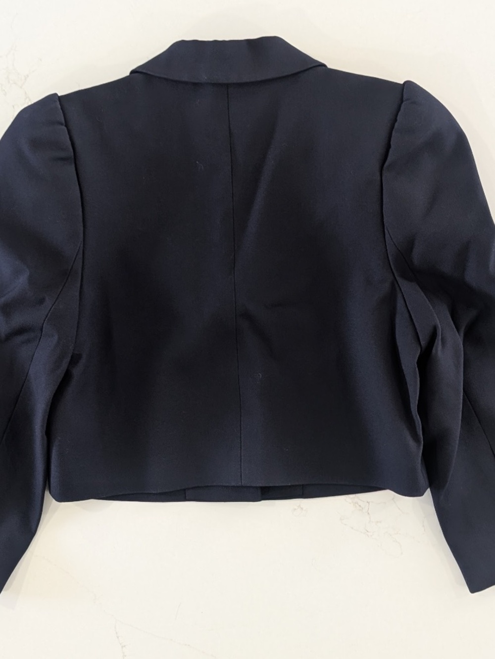 SHUSHU/TONG Cropped Puff Sleeve Blazer Navy Blue Jacket NWT UK 8 Size S - Picture 3 of 14